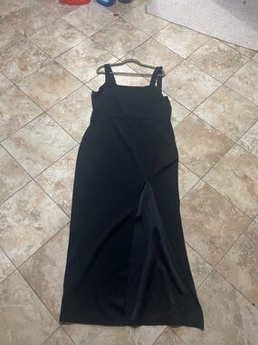 SHEIN Black Square Neck Midi Dress 2XL Minimalist Chic